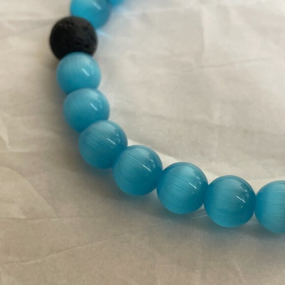 Hamoery Blue Cat Eye & Lava Stone Bracelet - Picture 8 of 14
